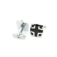 Load image into Gallery viewer, Silvertone Black Cuff Links With Jewelry Box - Ferrecci USA 
