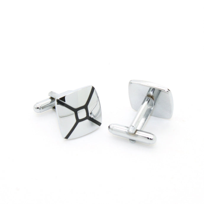 Silvertone Enamel Cuff Links With Jewelry Box - Ferrecci USA 