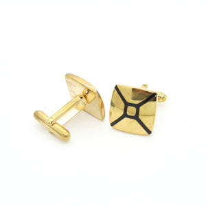 Goldtone Enamel Cuff Links With Jewelry Box - Ferrecci USA 