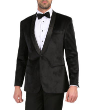 Load image into Gallery viewer, Enzo Black Slim Fit Velvet Shawl Collar Tuxedo Blazer - Ferrecci USA 
