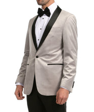 Load image into Gallery viewer, Enzo Light Grey Velvet Slim Fit Shawl Lapel Tuxedo Men&#39;s Blazer - Ferrecci USA 
