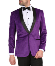 Load image into Gallery viewer, Enzo Purple Slim Fit Velvet Shawl Tuxedo Blazer - Ferrecci USA 
