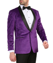 Load image into Gallery viewer, Enzo Purple Slim Fit Velvet Shawl Tuxedo Blazer - Ferrecci USA 
