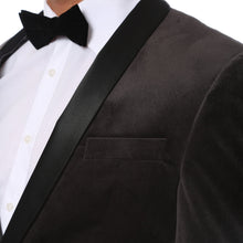 Load image into Gallery viewer, Enzo Grey Slim Fit Velvet Shawl Collar Tuxedo Blazer - Ferrecci USA 
