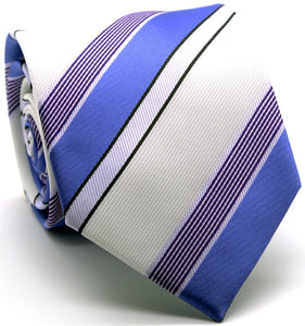 Mens Dads Classic Purple Striped Pattern Business Casual Necktie & Hanky Set EO-4 - Ferrecci USA 