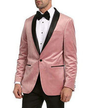 Load image into Gallery viewer, Enzo Pink Slim Fit Velvet Shawl Tuxedo Blazer - Ferrecci USA 
