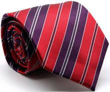 Load image into Gallery viewer, Mens Dads Classic Red Striped Pattern Business Casual Necktie &amp; Hanky Set F-5 - Ferrecci USA 
