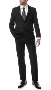 Mens 2 Button Black Regular Fit Suit - Ferrecci USA 