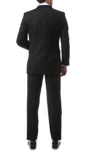 Mens 2 Button Black Regular Fit Suit - Ferrecci USA 