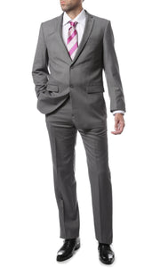 Mens 2 Button Grey Regular Fit Suit - Ferrecci USA 