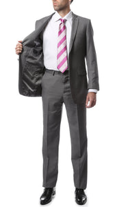 Premium FNL22R Mens 2 Button Regular Fit Grey Suit - Ferrecci USA 