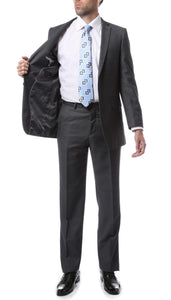 Mens 2 Button Heather Grey Regular Fit Suit - Ferrecci USA 