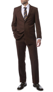 Premium FNL22R Mens 2 Button Regular Fit Brown Suit - Ferrecci USA 