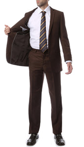 Mens 2 Button Brown Regular Fit Suit - Ferrecci USA 