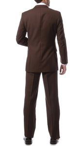 Premium FNL22R Mens 2 Button Regular Fit Brown Suit - Ferrecci USA 