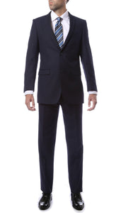 Premium FNL22R Mens 2 Button Regular Fit Navy Blue Suit - Ferrecci USA 