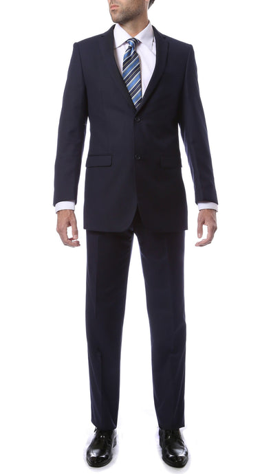 Premium FNL22R Mens 2 Button Regular Fit Navy Blue Suit - Ferrecci USA 