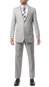 Premium FNL22R Mens 2 Button Regular Fit Light Grey Suit - Ferrecci USA 