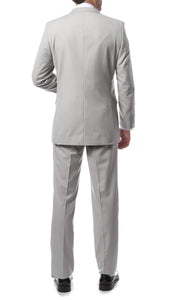 Mens 2 Button Light Grey Regular Fit Suit - Ferrecci USA 