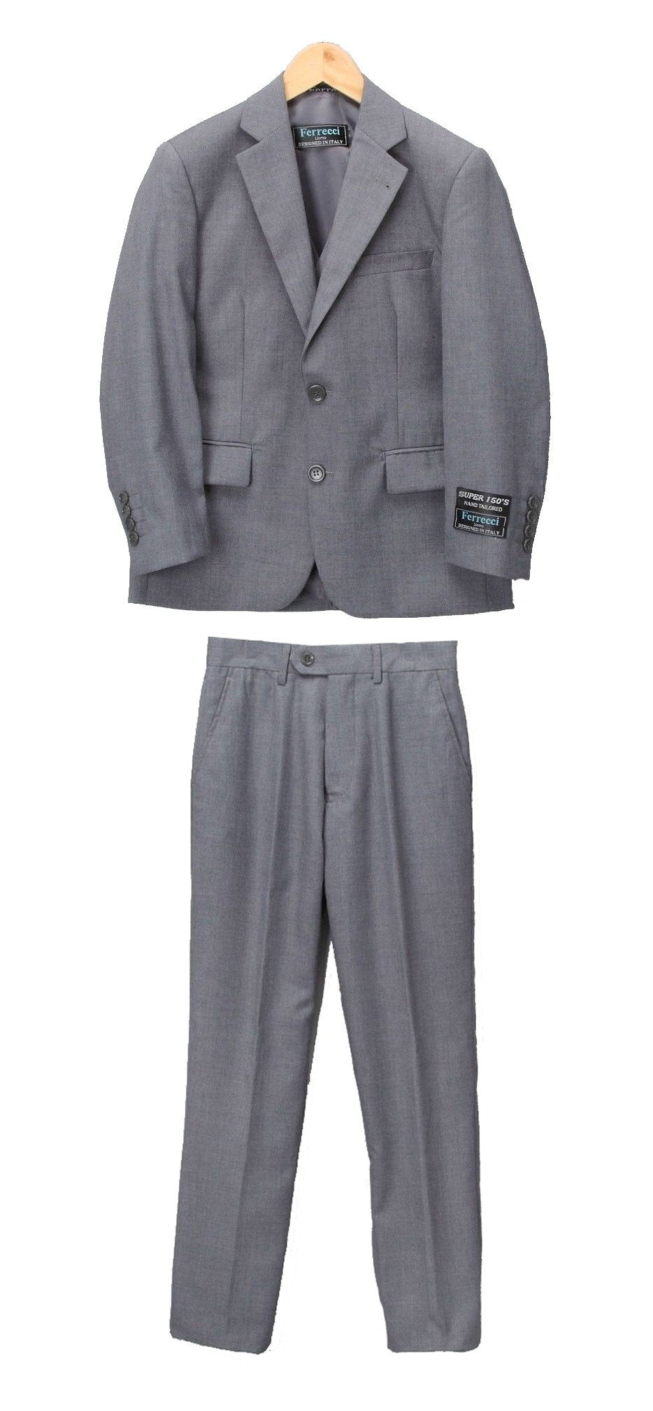 Boys Premium Medium Grey 2 piece Suit - Ferrecci USA 