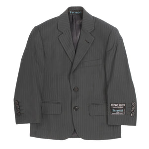 Boys Premium Grey Green Striped 2 Piece Suit - Ferrecci USA 
