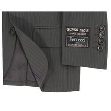 Load image into Gallery viewer, Boys Premium Grey Green Striped 2 Piece Suit - Ferrecci USA 
