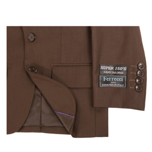 Boys Premium Chocolate Brown 3 Piece Vested Suit - Ferrecci USA 