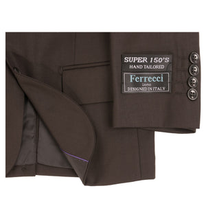 Boys Premium Coffee Brown 3 Piece Vested Suit - Ferrecci USA 