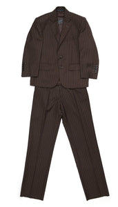 Boys Premium FSK32 Brown Pinstripe 3pc Suit - Ferrecci USA 