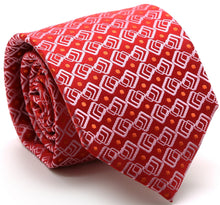 Load image into Gallery viewer, Mens Dads Classic Red Geometric Pattern Business Casual Necktie &amp; Hanky Set G-4 - Ferrecci USA 
