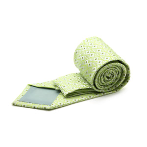 Mens Dads Classic Green Geometric Pattern Business Casual Necktie & Hanky Set G-7 - Ferrecci USA 