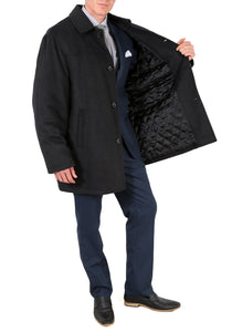 George Men's Wool Charcoal Top Coat - Ferrecci USA 