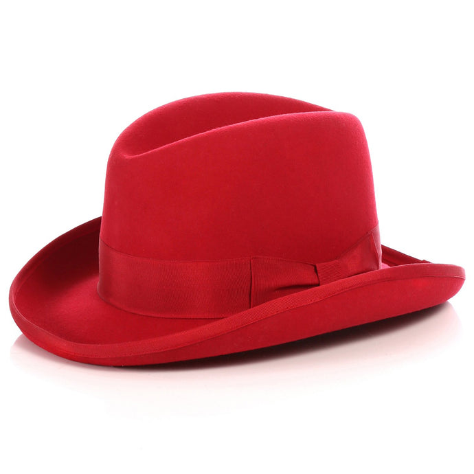 Ferrecci Wool Felt homburg Red Godfather Hat - Ferrecci USA 