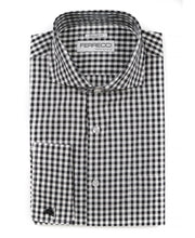 Load image into Gallery viewer, Black Gingham Check French Cuff Regular Fit Shirt - Ferrecci USA 
