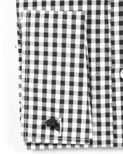 Load image into Gallery viewer, Black Gingham Check French Cuff Regular Fit Shirt - Ferrecci USA 

