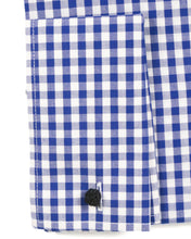Load image into Gallery viewer, Blue Gingham Check French Cuff Regular Fit Shirt - Ferrecci USA 
