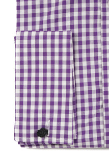 Purple Gingham Check French Cuff Dress Shirt - Regular Fit - Ferrecci USA 