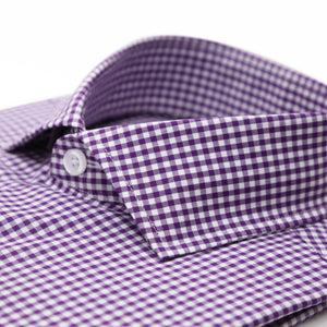 Purple Gingham Check French Cuff Dress Shirt - Regular Fit - Ferrecci USA 