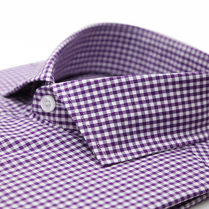 Purple Gingham Check French Cuff Regular Fit Shirt - Ferrecci USA 