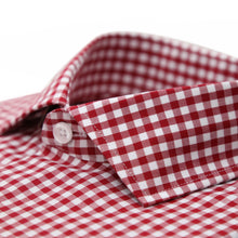 Load image into Gallery viewer, Red Gingham Check French Cuff Dress Shirt - Regular Fit - Ferrecci USA 
