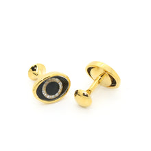 Load image into Gallery viewer, Goldtone Evil Eye Glass Stone Cuff Links With Jewelry Box - Ferrecci USA 
