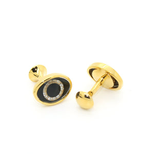 Goldtone Evil Eye Glass Stone Cuff Links With Jewelry Box - Ferrecci USA 