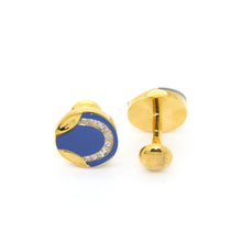 Load image into Gallery viewer, Goldtone Blue Glass Cuff Links With Jewelry Box - Ferrecci USA 
