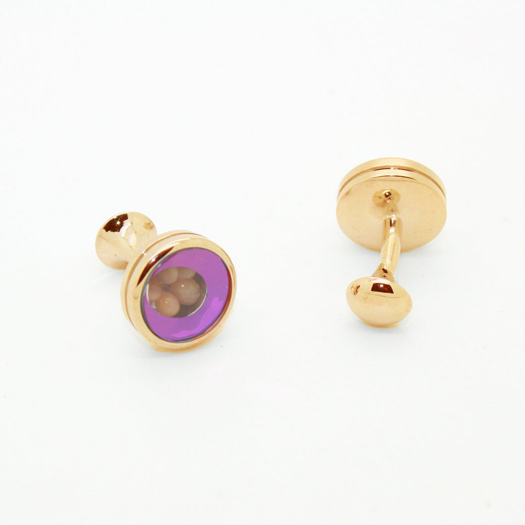 Goldtone Purple Glass Gemstone Cuff Links With Jewelry Box - Ferrecci USA 