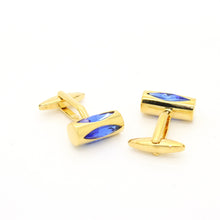 Load image into Gallery viewer, Goldtone Blue Opal Cuff Links With Jewelry Box - Ferrecci USA 

