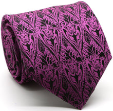 Load image into Gallery viewer, Mens Dads Classic Fuchsia Paisley Pattern Business Casual Necktie &amp; Hanky Set GO-5 - Ferrecci USA 
