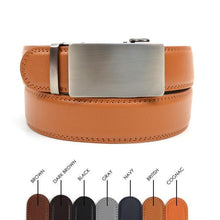Load image into Gallery viewer, Men&#39;s Leather Sliding Buckle Ratchet Auto Lock Belt
