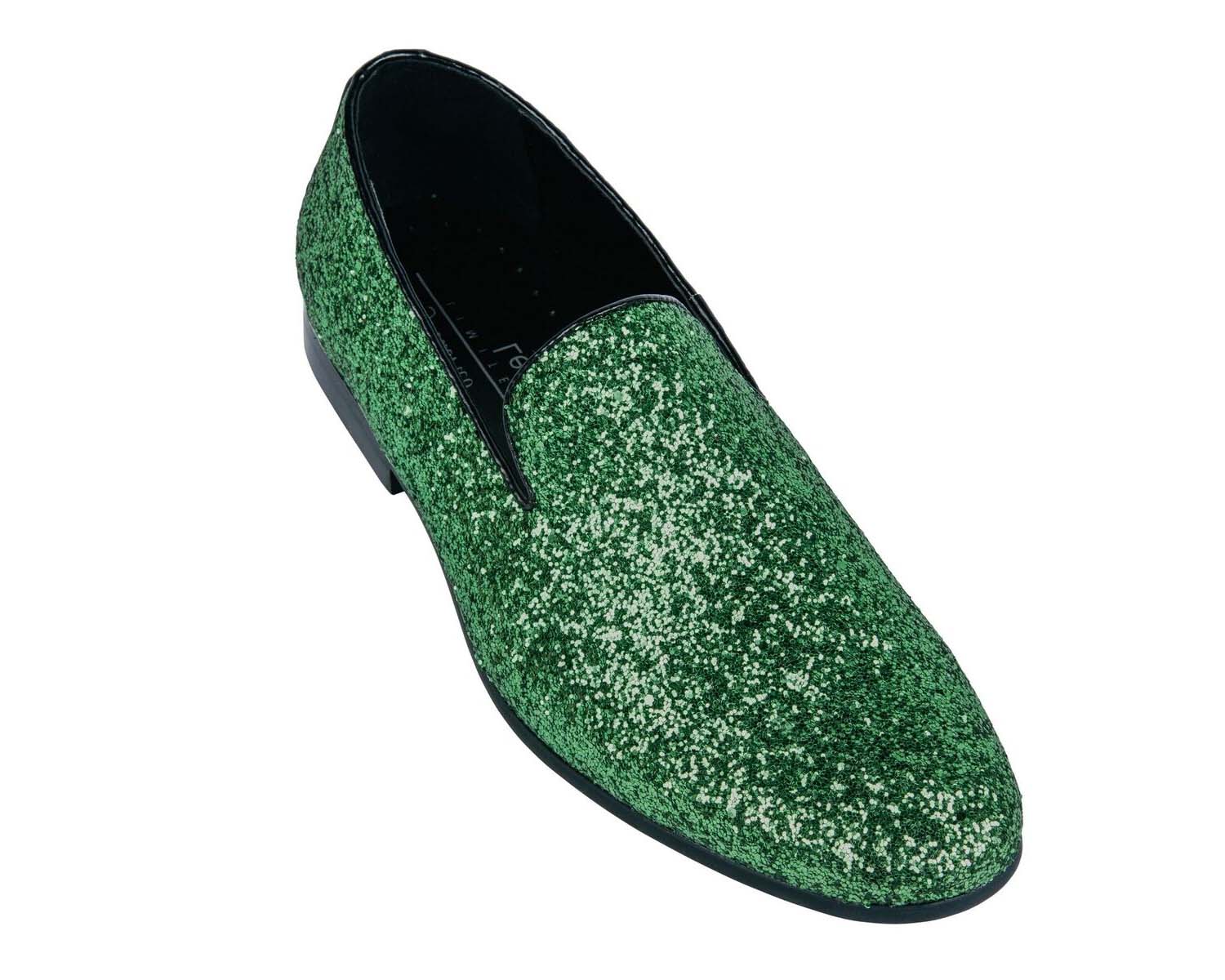 emerald green dress shoes mens Sparkle Slip On Men's Shoes Color Green