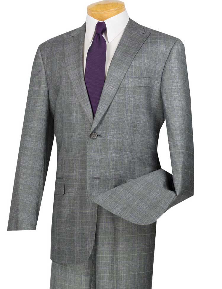 Cambridge Collection-Gray Men's Glen Plaid Suit