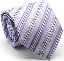 Load image into Gallery viewer, Mens Dads Classic Purple Striped Pattern Business Casual Necktie &amp; Hanky Set H-12 - Ferrecci USA 
